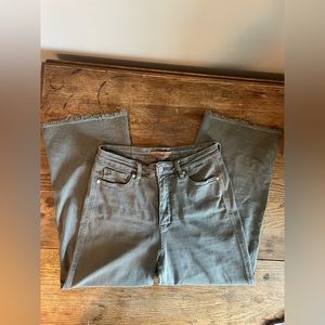 Judy Blue crop distressed olive green jeans